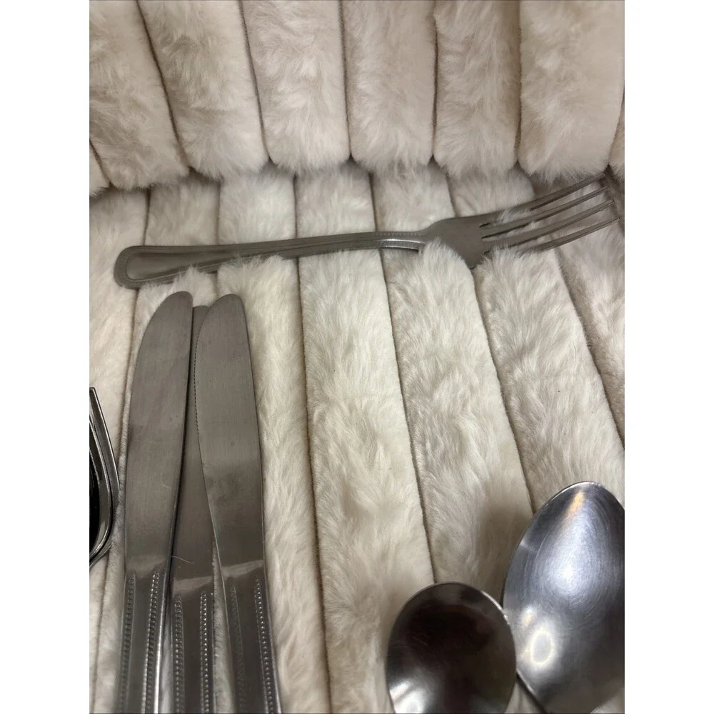 26 Pc Lot Double Beaded Pearl Stainless Flatware Set - Mixed Spoons Knives Forks